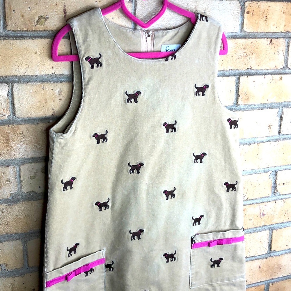 Lilly Pulitzer corduroy shift dress beige/pink sz 12 girls